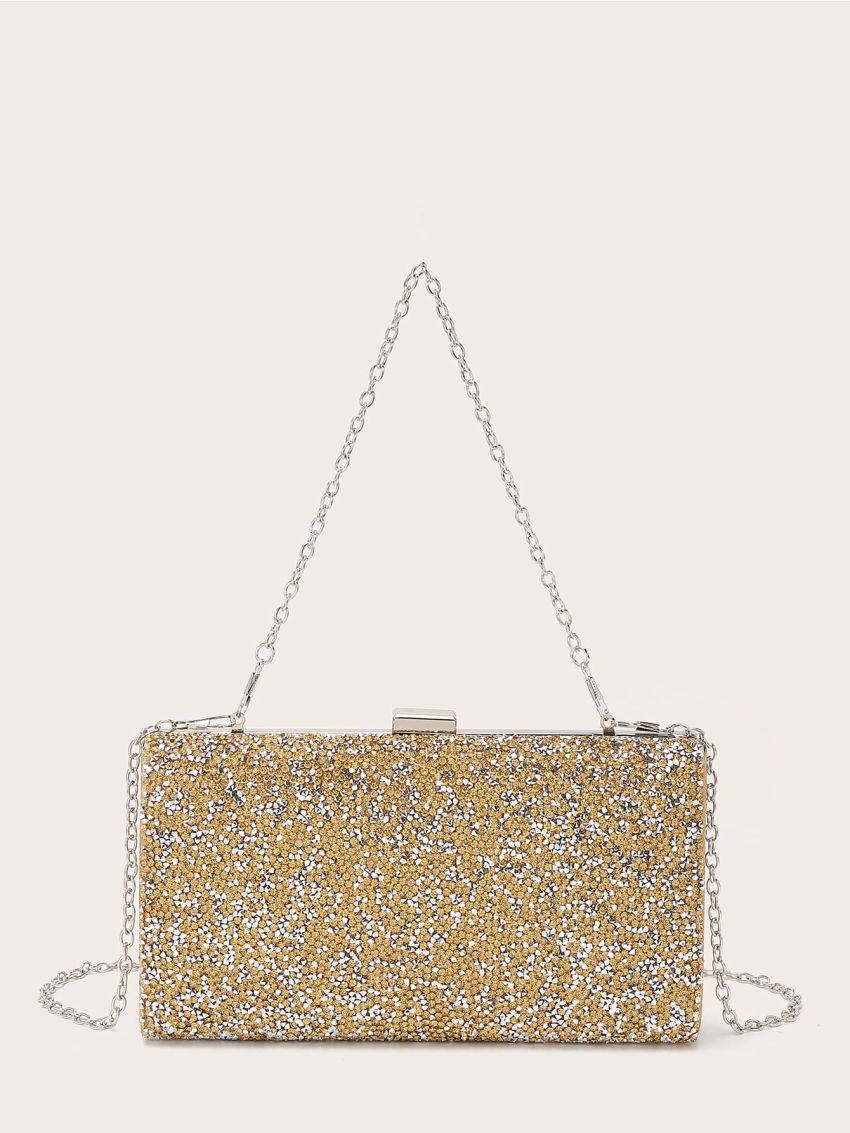 Allover Rhinestone Decor Box Bag