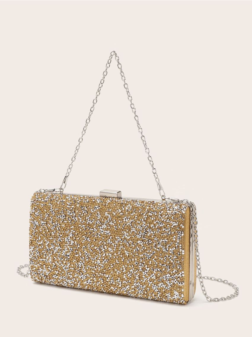 Allover Rhinestone Decor Box Bag