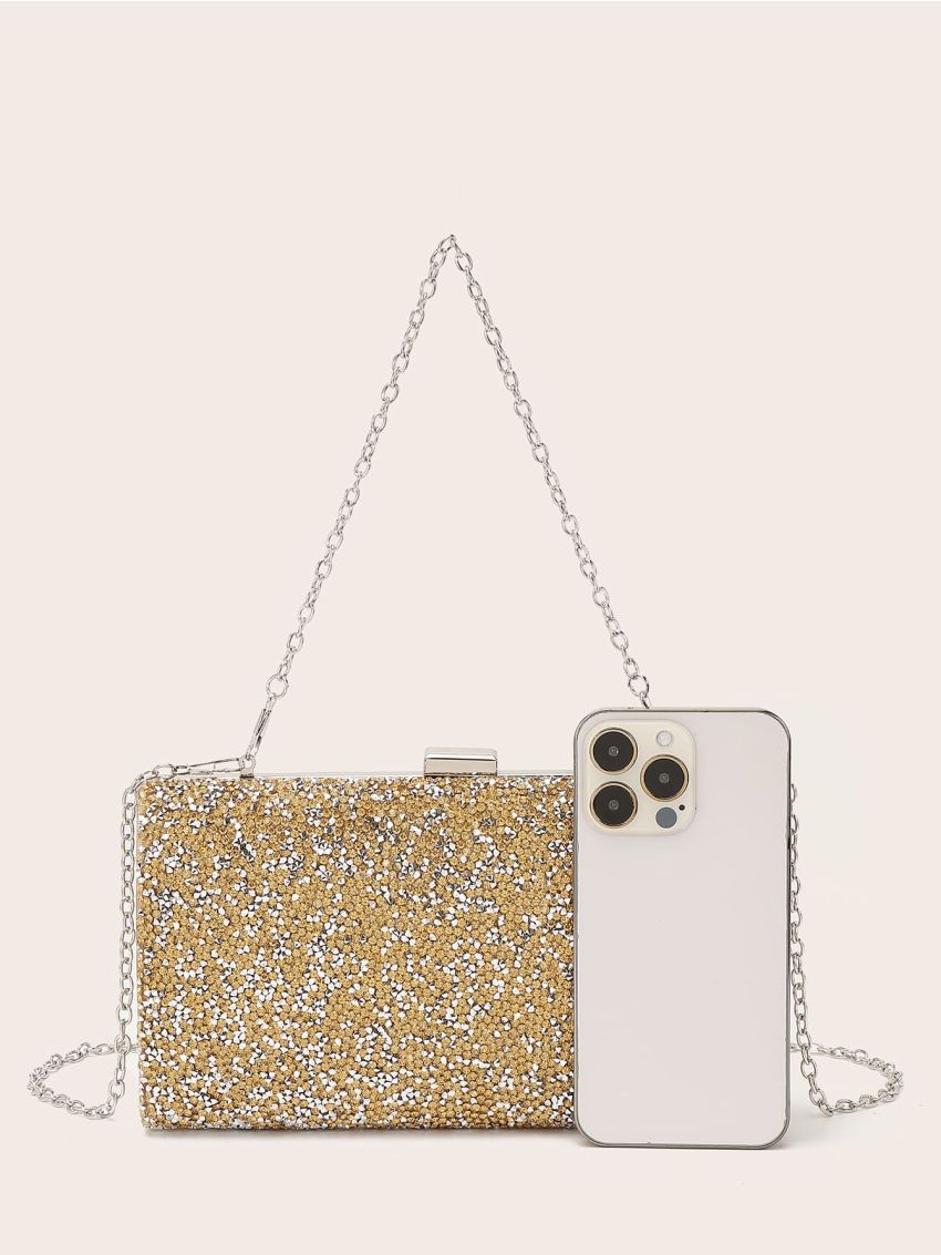 Allover Rhinestone Decor Box Bag