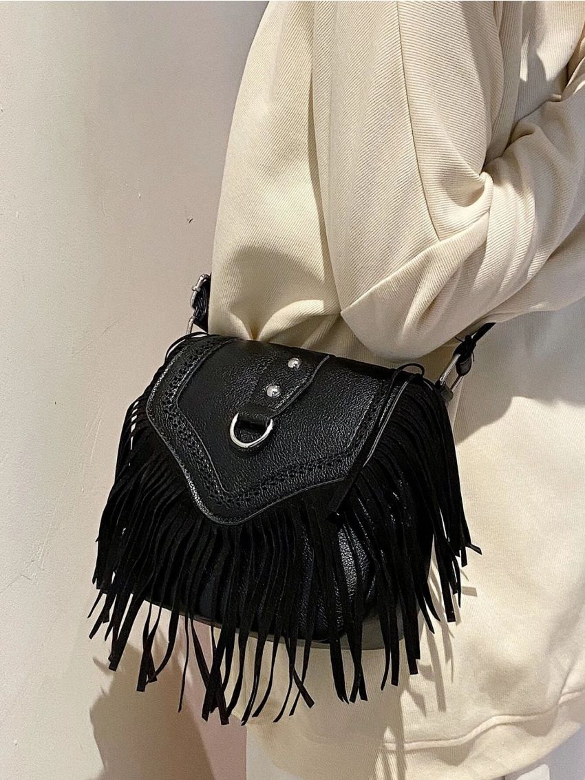 Mini Fringe Decor Flap Square Bag