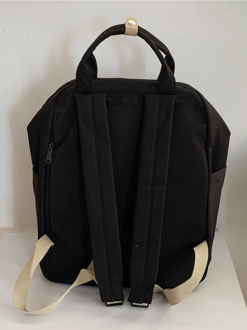 Letter Patch Classic Backpack With Bag Charm