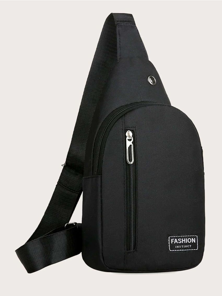 Mini Sling Bag Letter Patch Decor