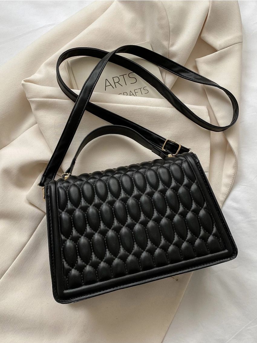 Quilted Flap Square Bag With Coin Purse