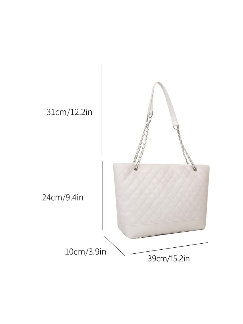 Quilted Pattern Grommet Eyelet Shoulder Tote Bag