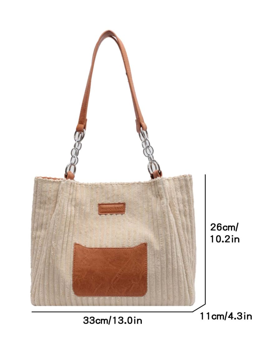 Letter Patch Decor Shoulder Tote Bag