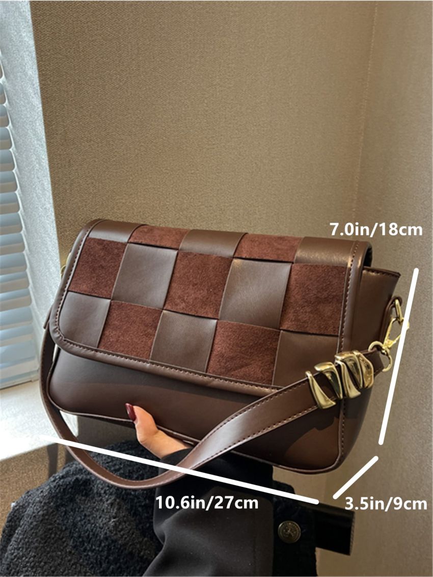 Plaid Pattern Flap Square Bag