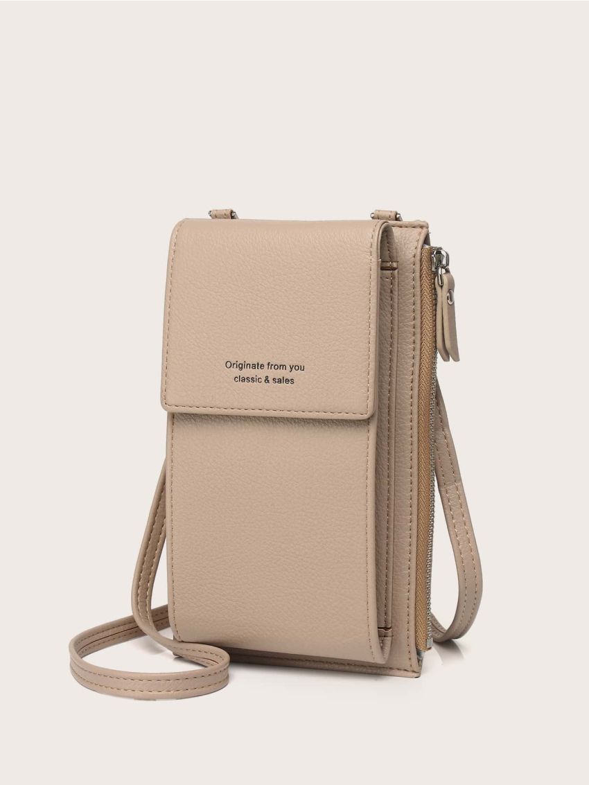 Letter Detail Flap Phone Wallet