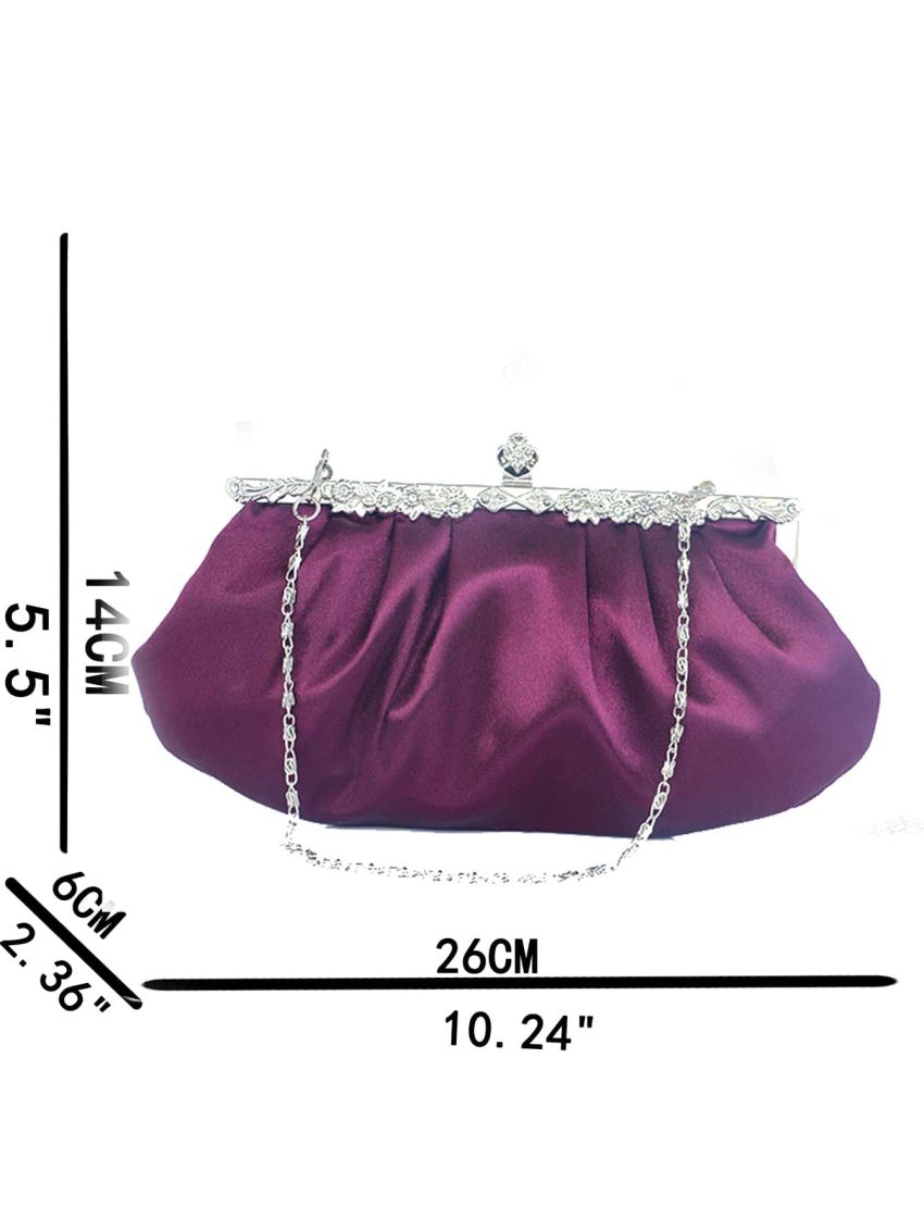 Rhinestone Decor Satin Ruched Bag