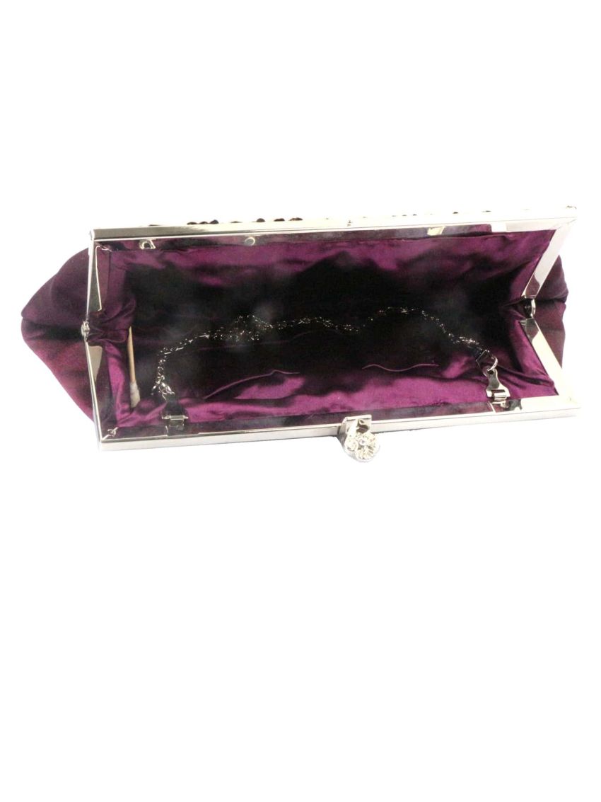 Rhinestone Decor Satin Ruched Bag