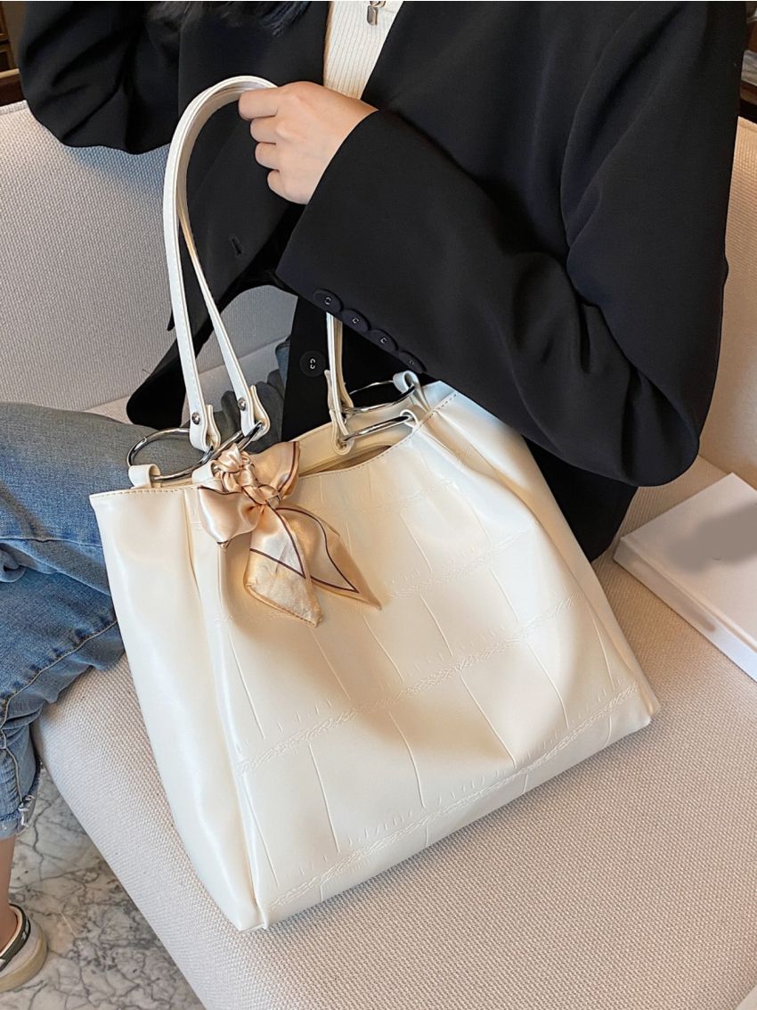 Twilly Scarf Decor Shoulder Tote Bag