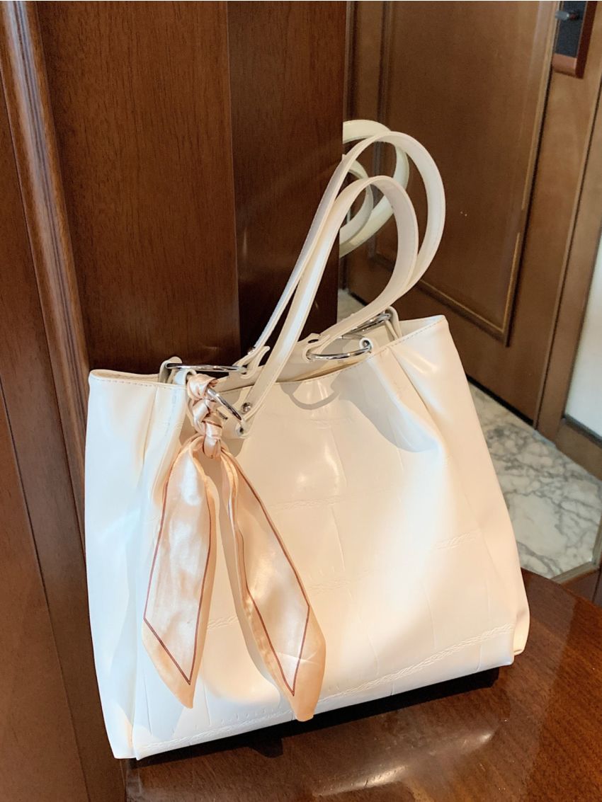 Twilly Scarf Decor Shoulder Tote Bag