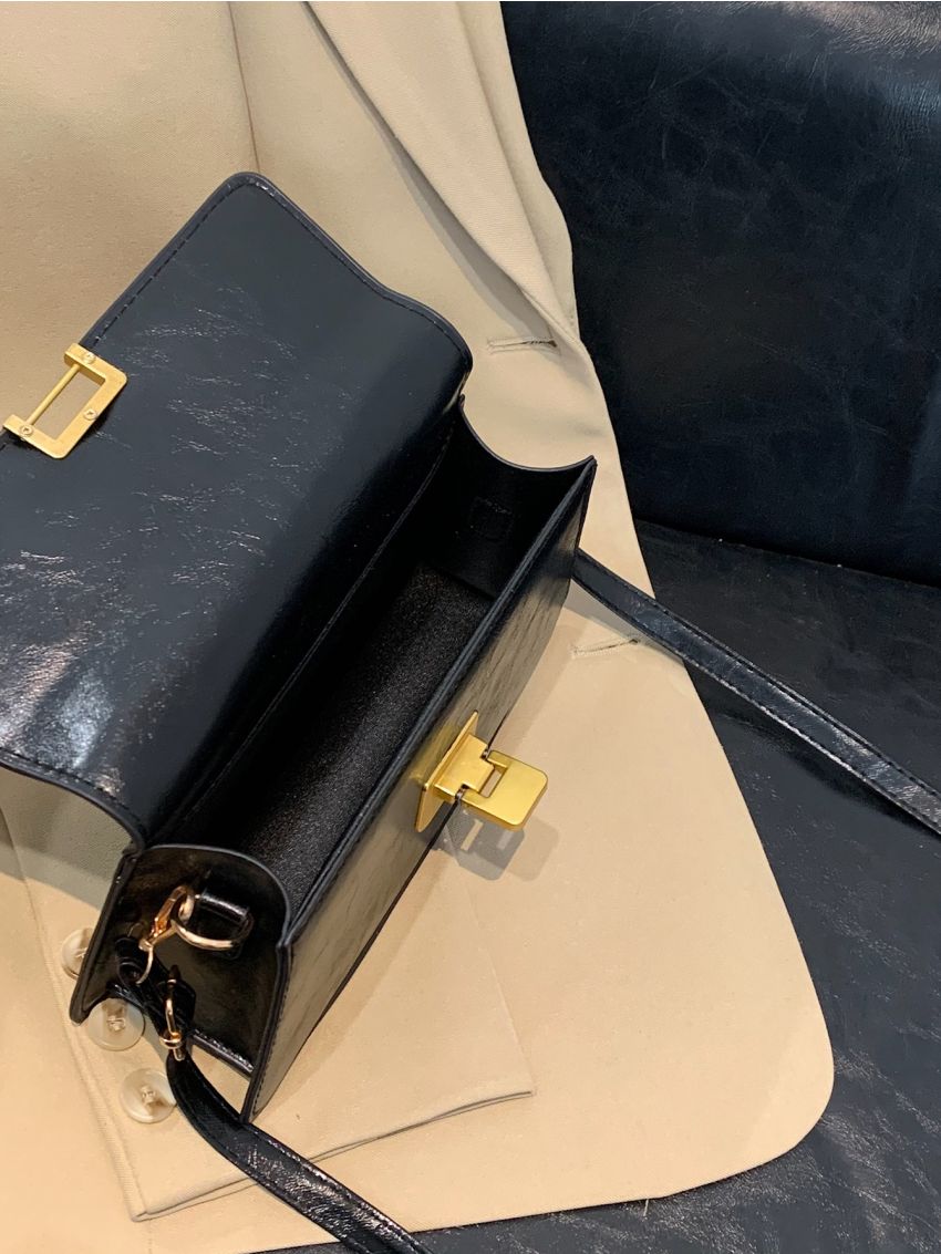 Embroidery Detail Flap Square Bag