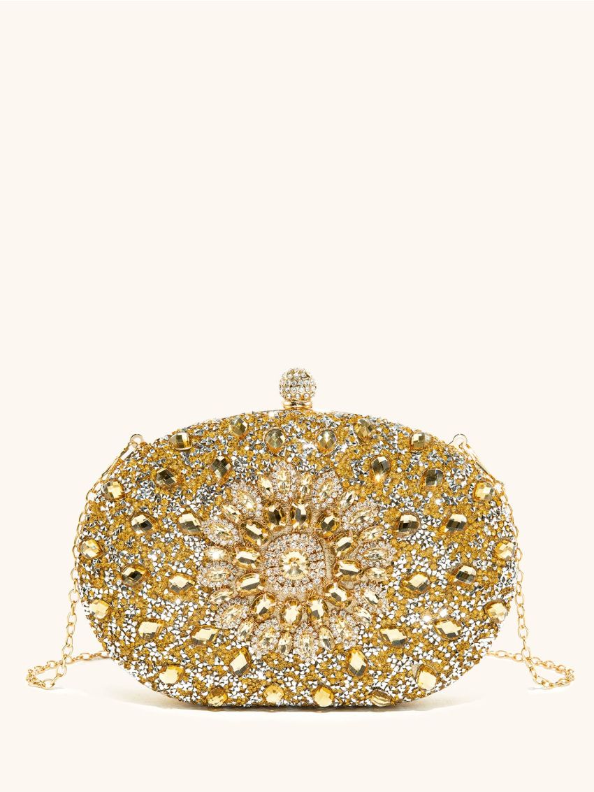 Mini Rhinestone Decor Chain Box Bag