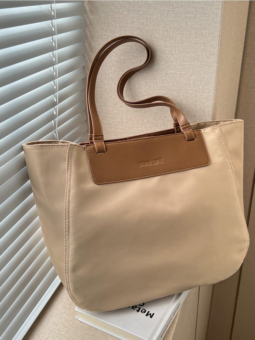 Letter Graphic Shoulder Tote Bag