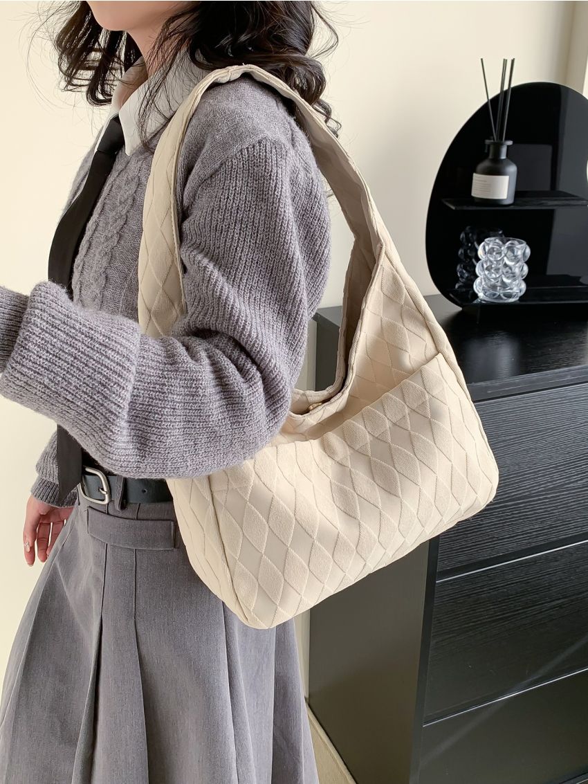 Geometric Embossed Hobo Bag