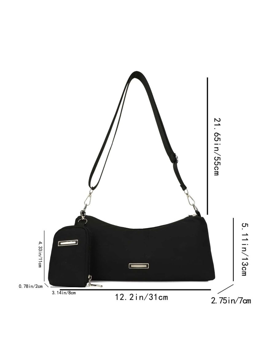 Letter Patch Decor Hobo Bag With Coin Purse