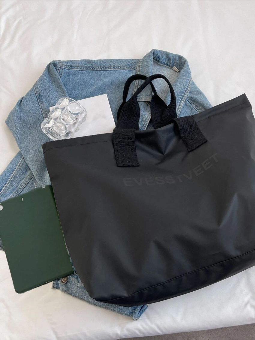 Oversized Letter Print Shopper Bag