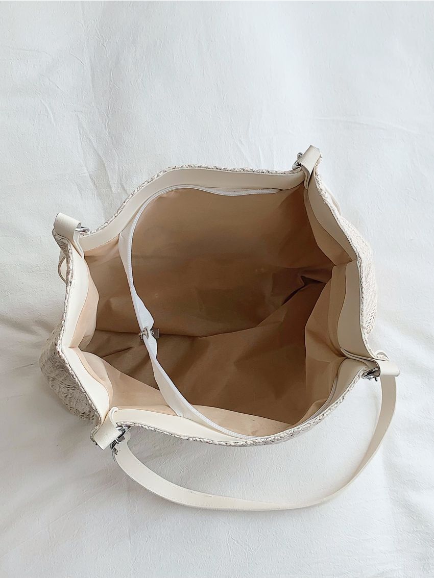 Letter Embroidered Straw Bag