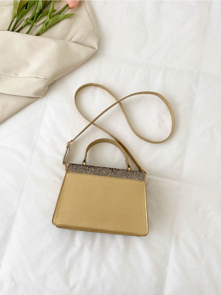 Sequin & Metal Decor Flap Square Bag