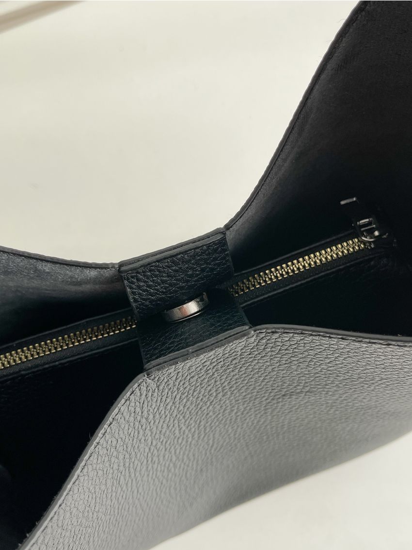 Litchi Embossed Hobo Bag With Inner Pouch