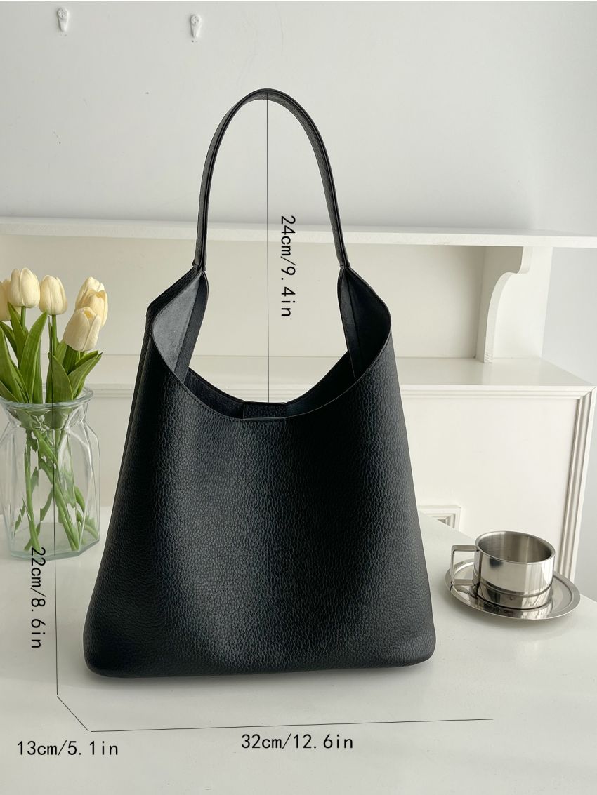 Litchi Embossed Hobo Bag With Inner Pouch