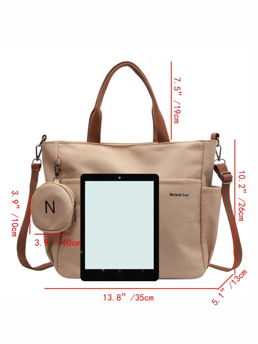 Letter Graphic Shopper Bag With Coin Purse