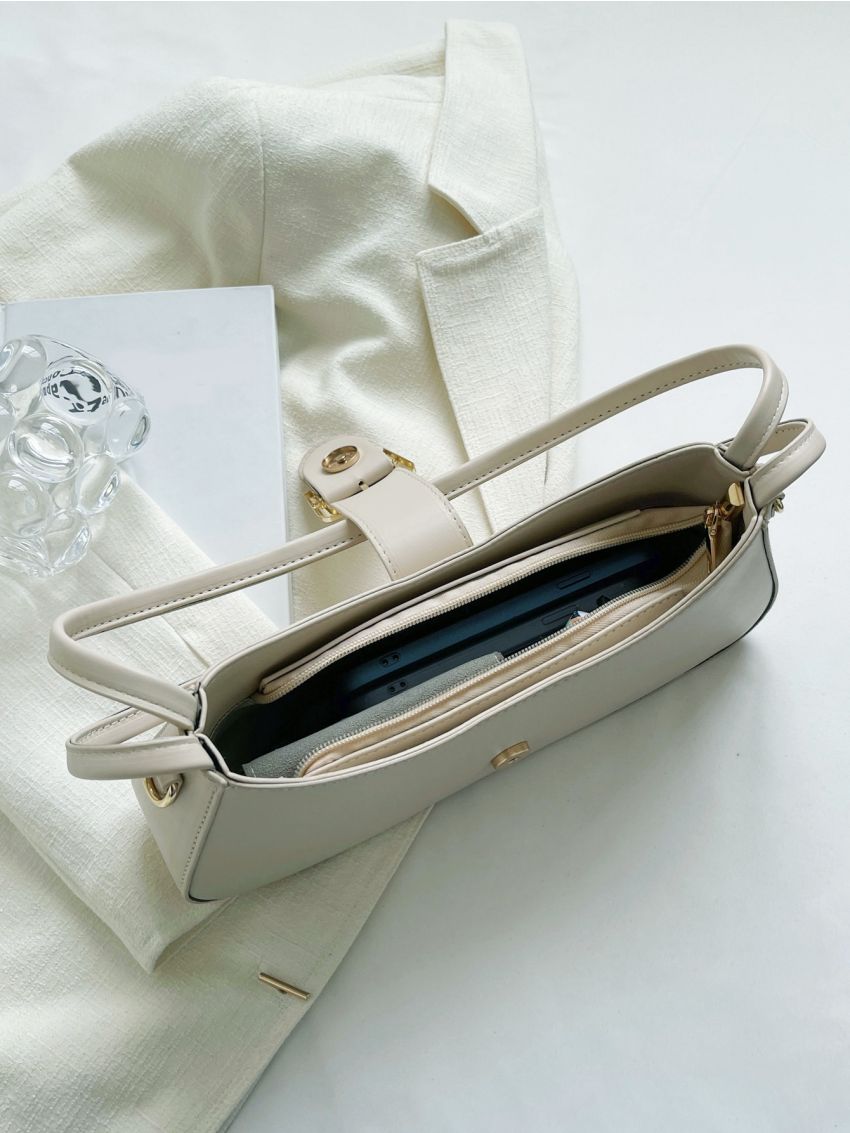 Buckle Decor Baguette Bag