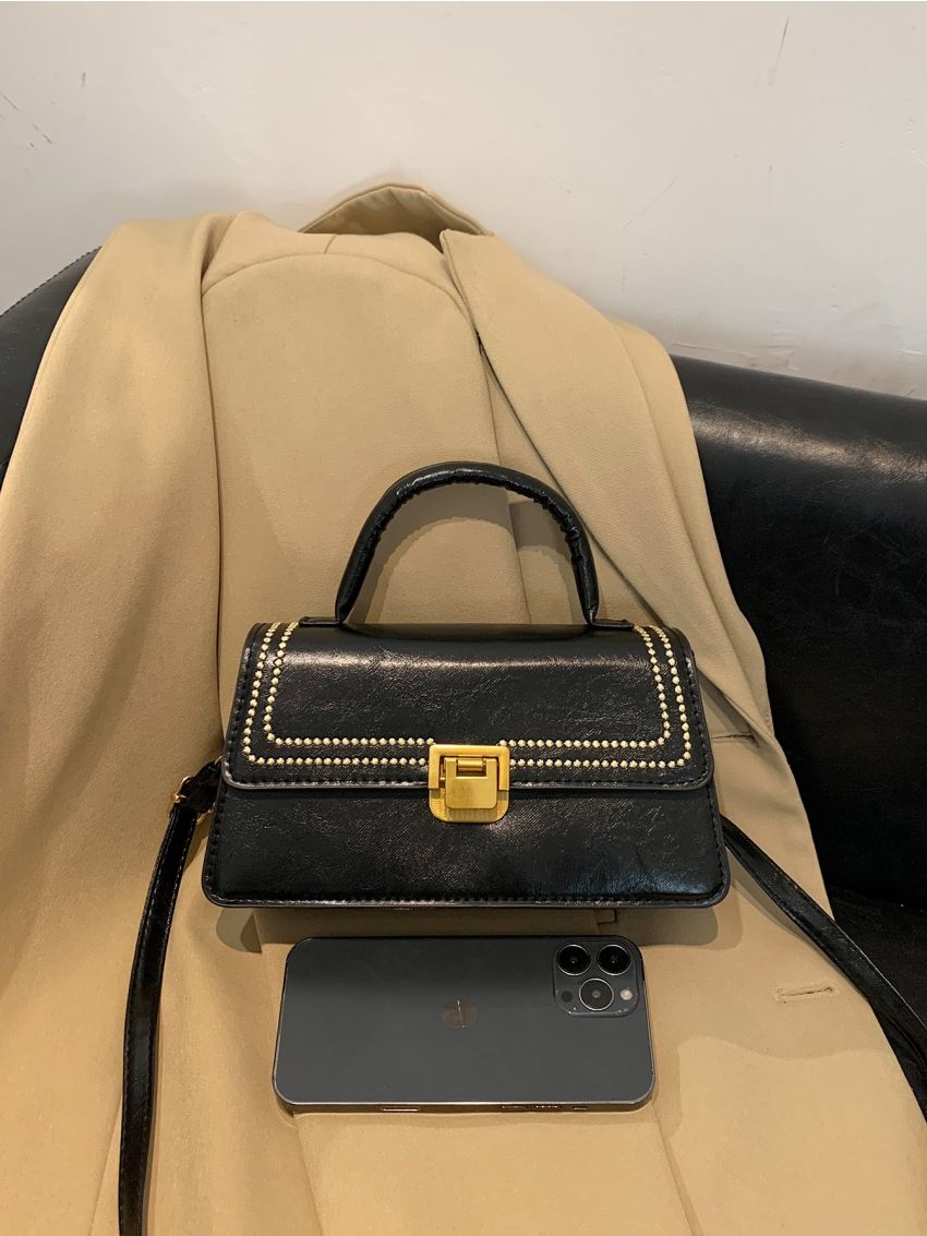 Embroidery Detail Flap Square Bag