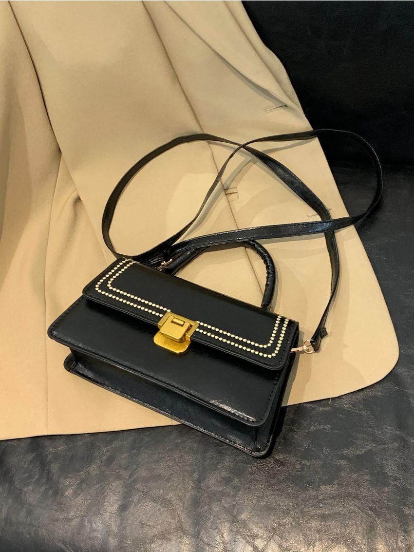 Embroidery Detail Flap Square Bag