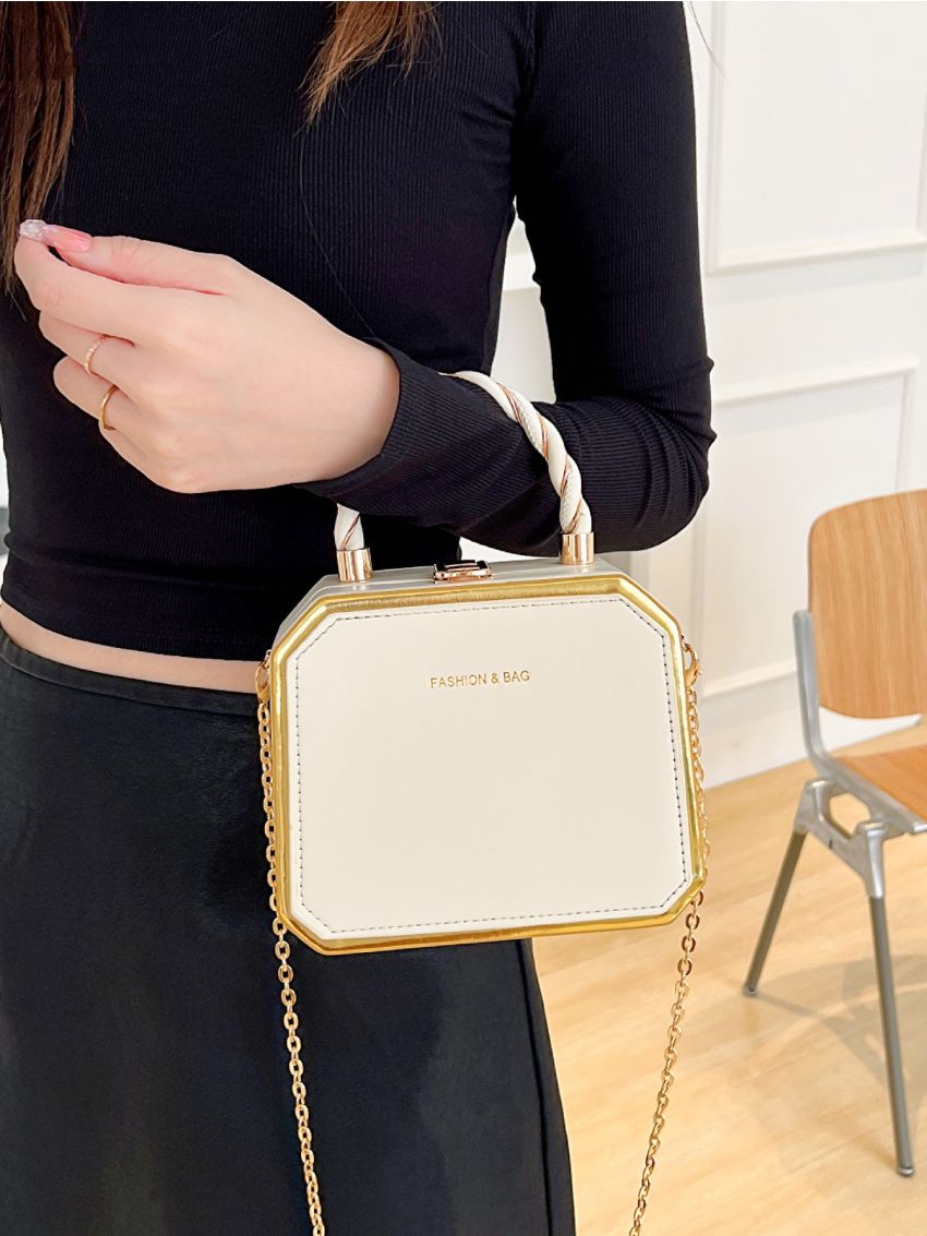 Mini Letter Graphic Chain Box Bag