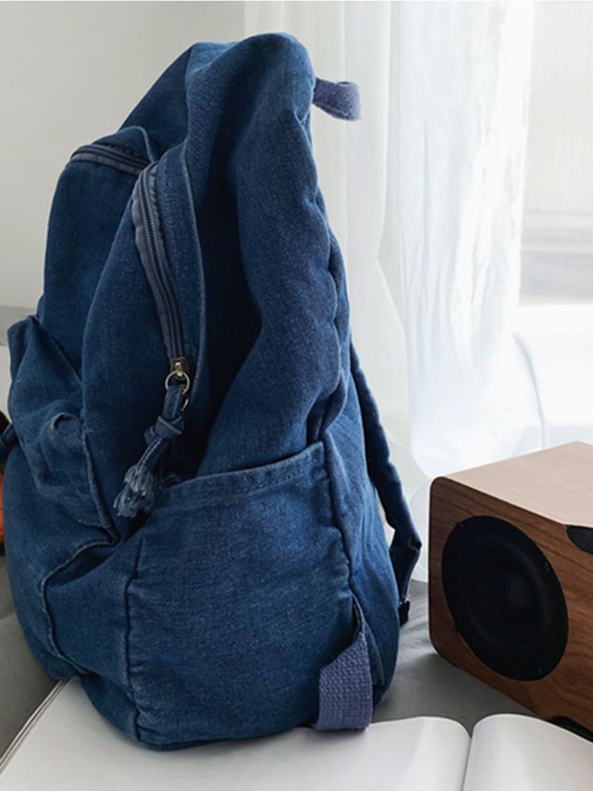 Letter Patch Decor Functional Backpack