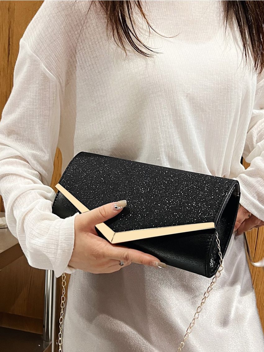 Glitter Metal Decor Flap Envelope Bag