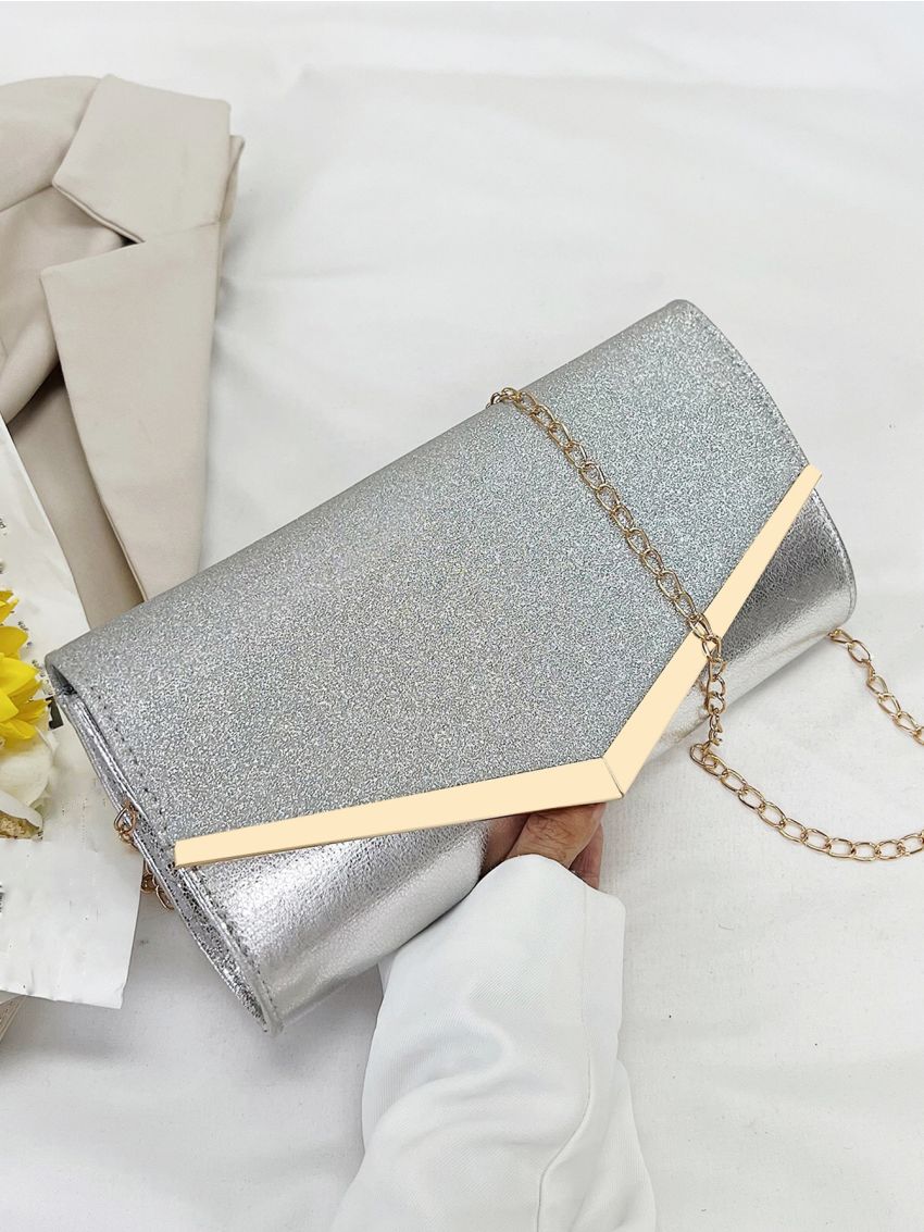 Glitter Metal Decor Flap Envelope Bag