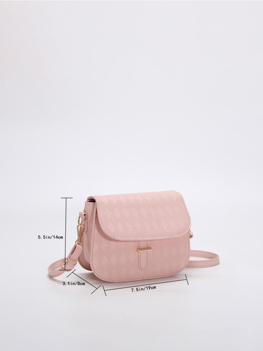 Mini Geometric Embossed Flap Square Bag