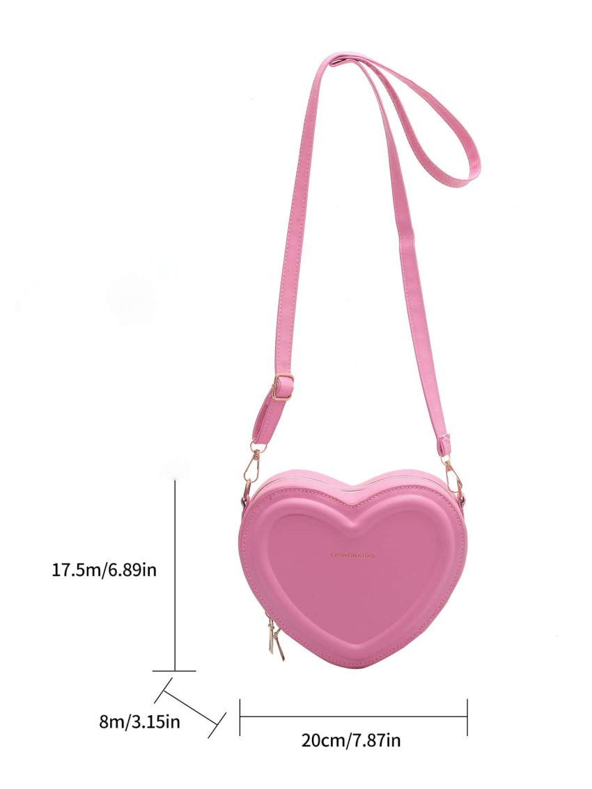 Mini Neon Pink Letter Print Heart Shape Novelty Bag