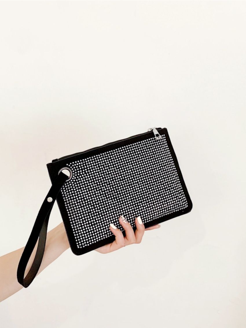 Rhinestone Decor Square Bag