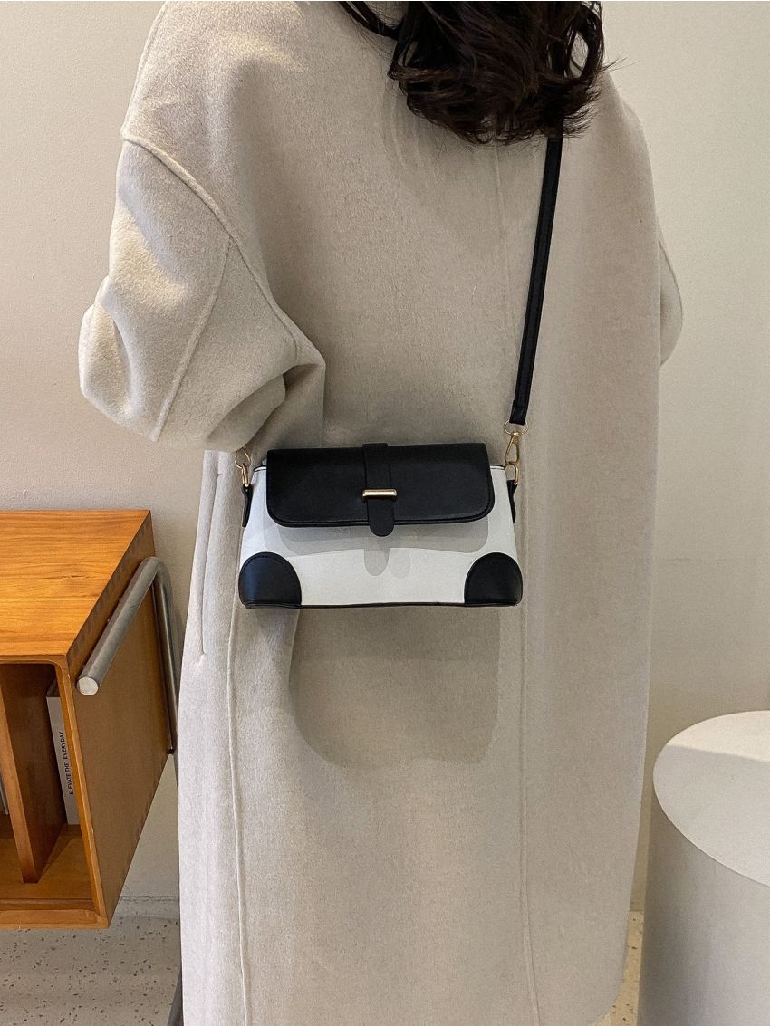 Colorblock Flap Square Bag