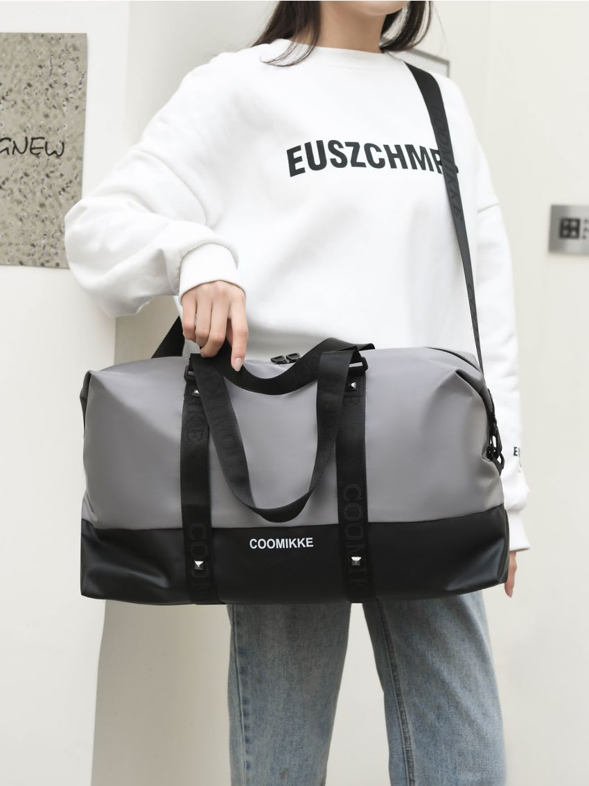 Men Letter Graphic Duffel Bag