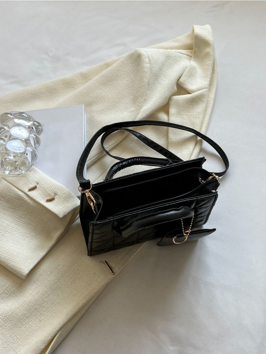 Mini Quilted Square Bag With Coin Purse