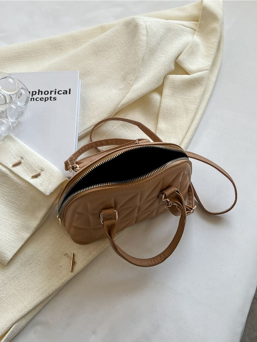 Mini Geometric Embossed Double Handle Dome Bag