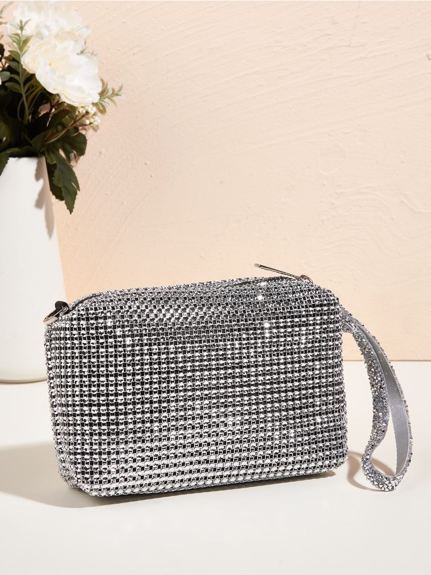 Mini Rhinestone Decor Square Bag