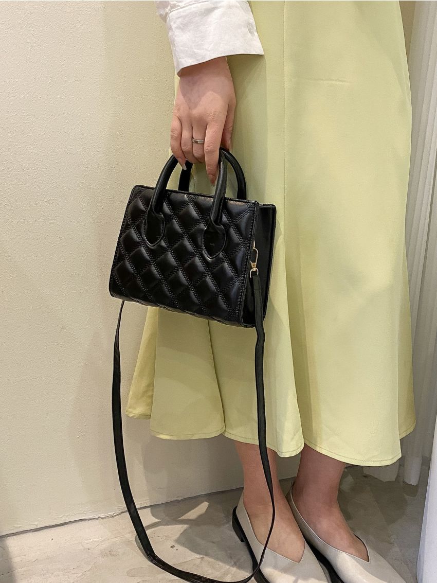 Mini Quilted Double Handle Square Bag