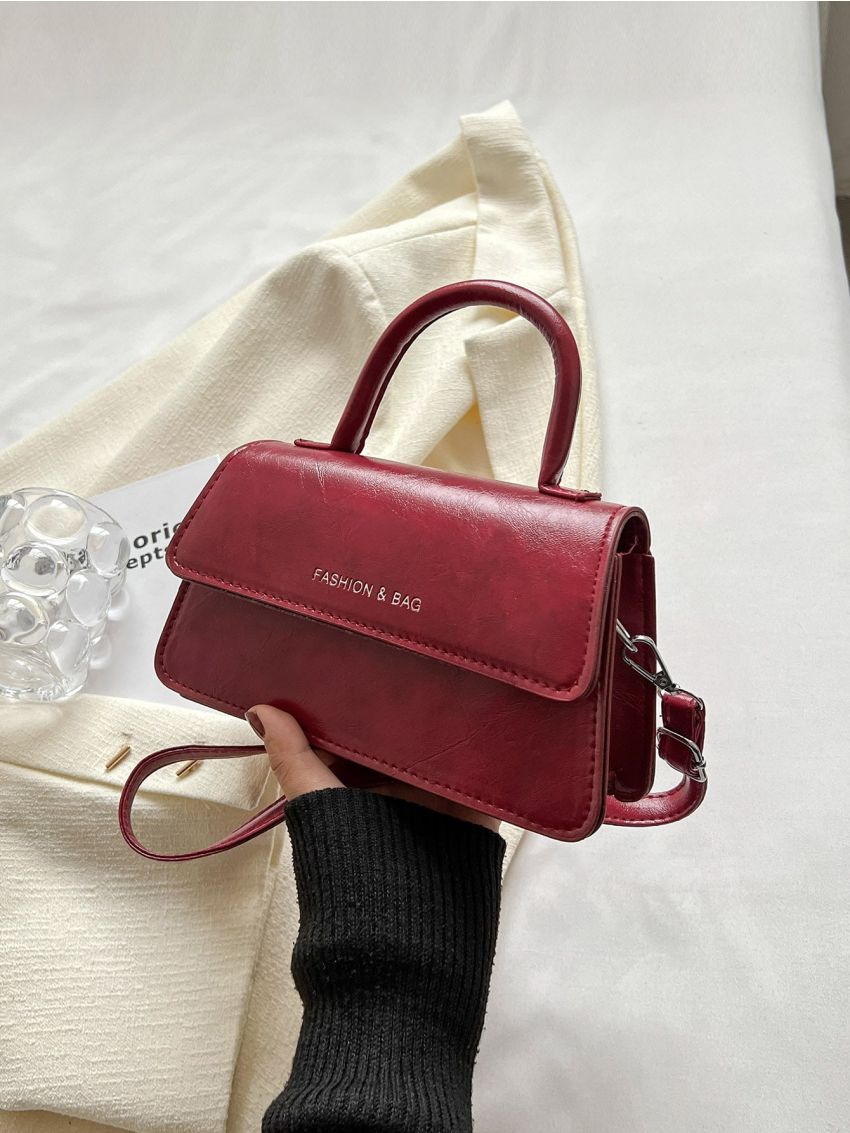 Letter Graphic Flap Square Bag