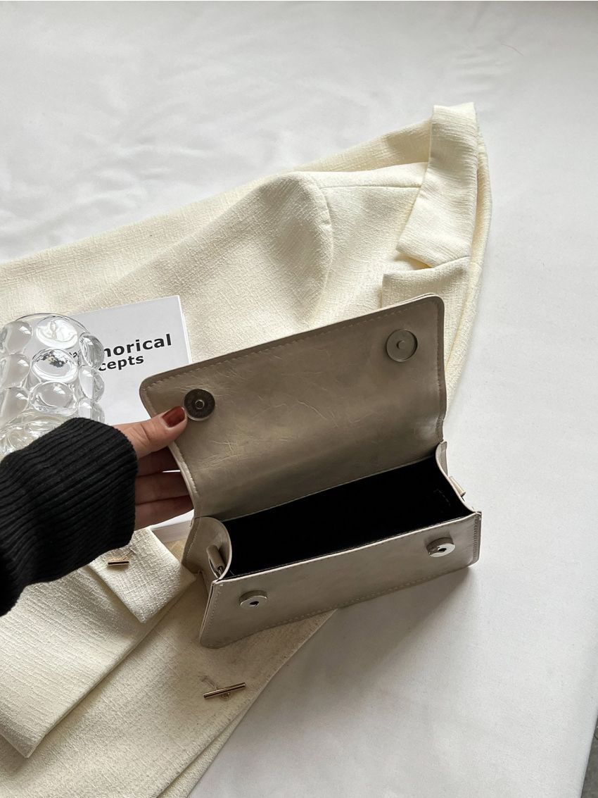 Letter Graphic Flap Square Bag