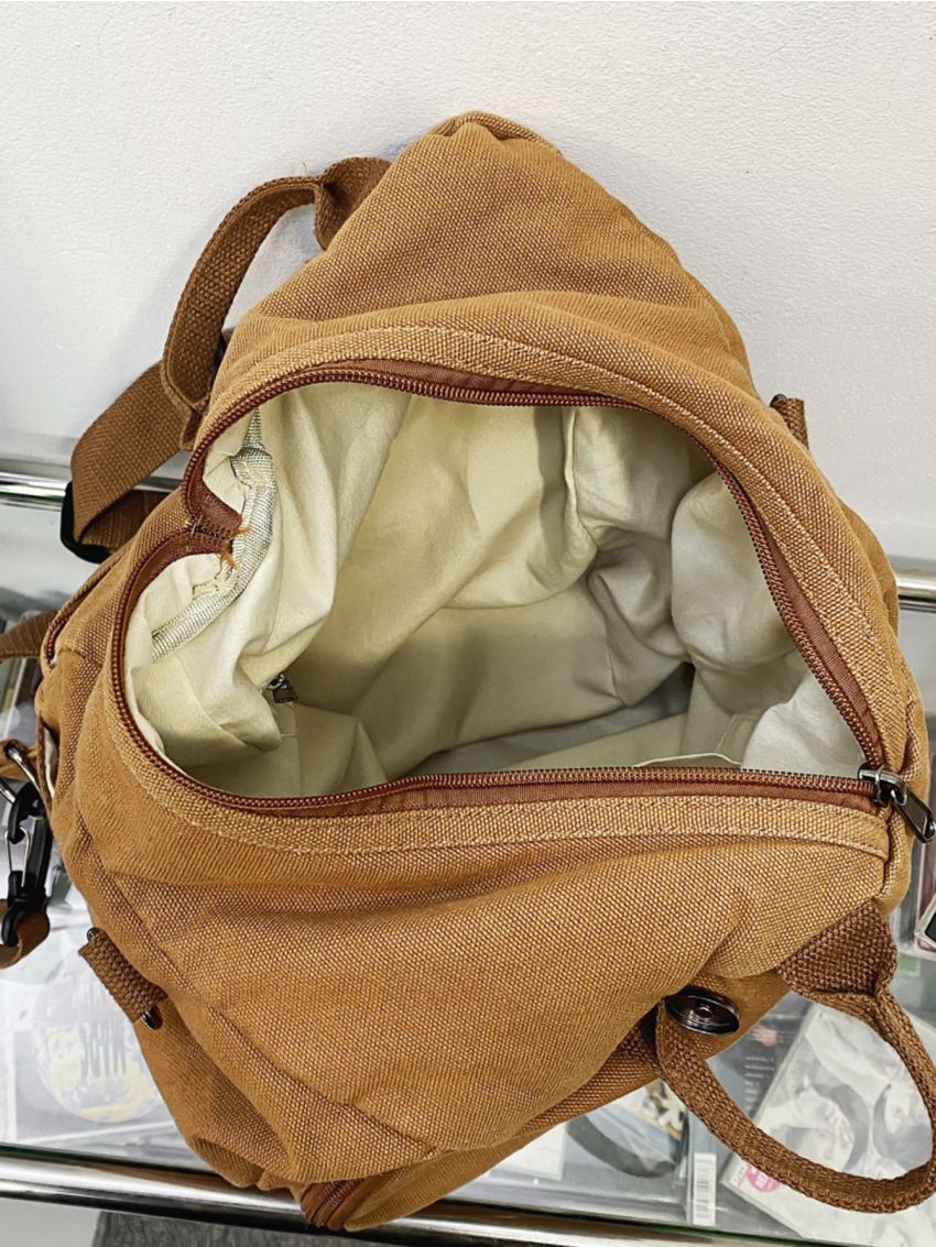 Minimalist Drawstring Design Flap Backpack