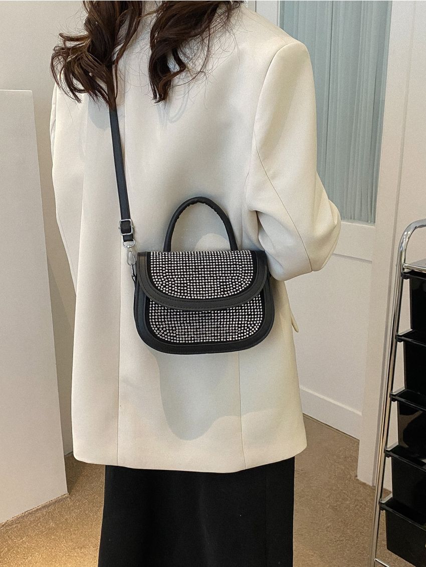 Mini Studded Decor Flap Square Bag