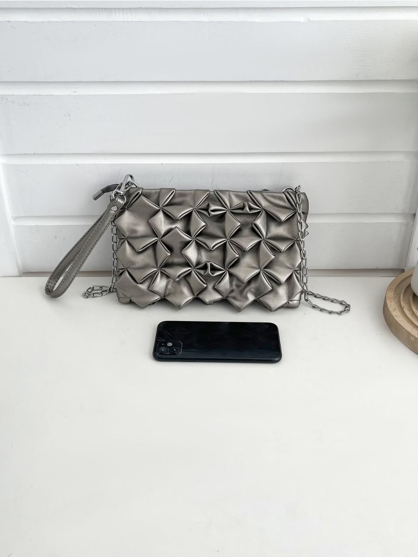 Metallic Braided Detail Ruched Bag