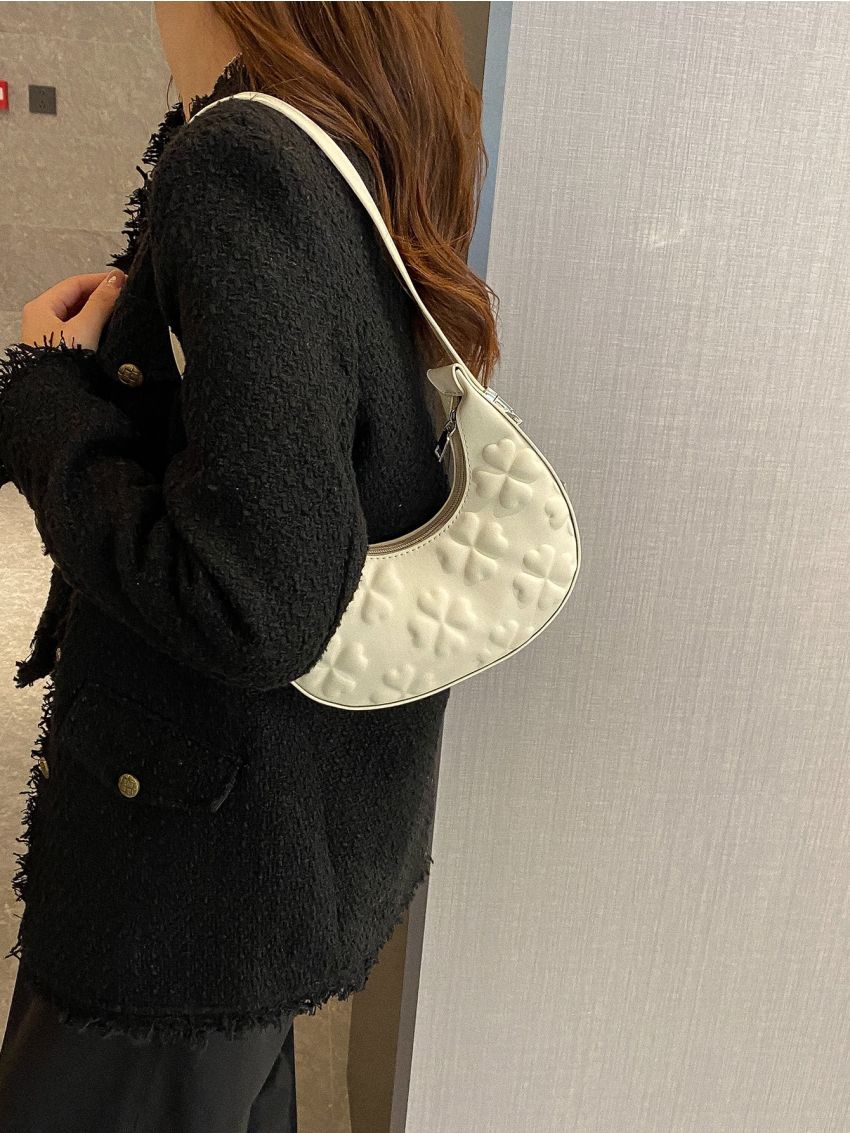 Embossed Detail Hobo Bag