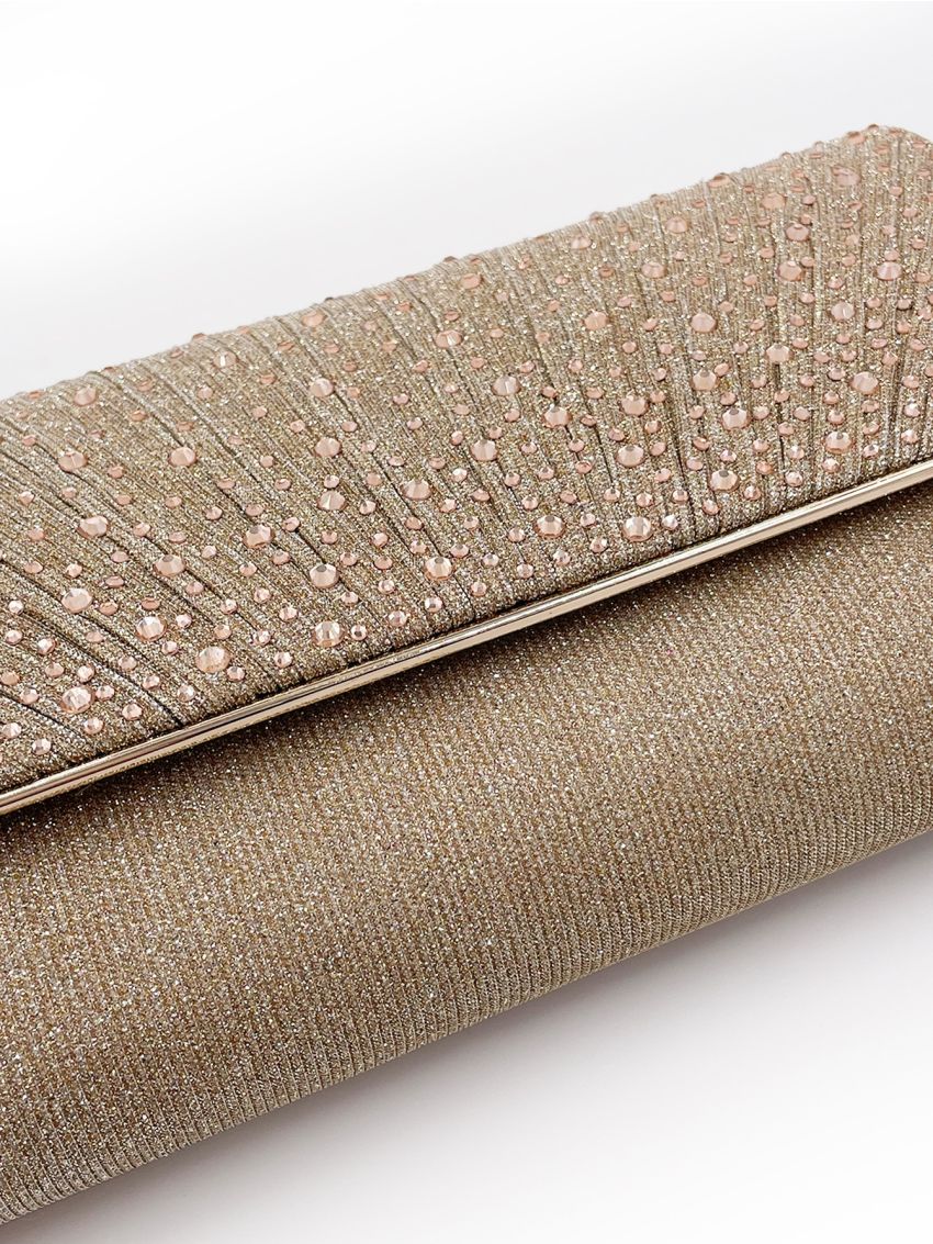 Glitter Rhinestone Decor Flap Square Bag