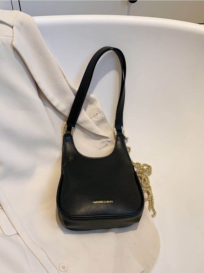 Letter Graphic Chain Shoulder Bag